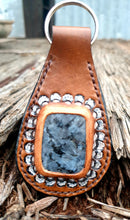 Load image into Gallery viewer, Genuine Leather and Semi Precious Stone Inlaid Western Style Key Chain