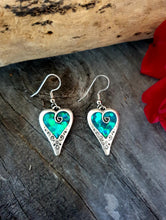 Load image into Gallery viewer, 0801 BLUE SPARKLE HEART EARRINGS