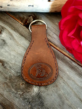Load image into Gallery viewer, Genuine Leather and Semi Precious Stone Inlaid Western Style Key Chain