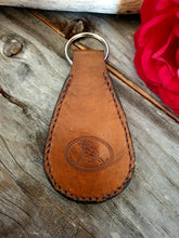 Load image into Gallery viewer, Genuine Leather and Semi Precious Stone Inlaid Western Style Key Chain