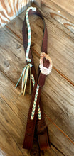 Load image into Gallery viewer, HANDMADE LATIGO and ROO HIDE LACED ONE EARRED HEADSTALL