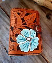 Load image into Gallery viewer, Western Style Hand Carved Card Wallet - Painted Flower