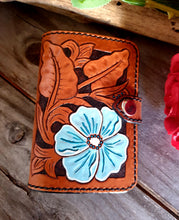 Load image into Gallery viewer, Western Style Hand Carved Card Wallet - Painted Flower