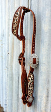 Load image into Gallery viewer, CHEETAH PRINT OVER LAY LEATHER HEADSTALL