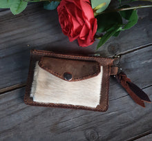 Load image into Gallery viewer, Small Western 'Viking Cowgirl' Card/Cash Wallet with Hair On Hide