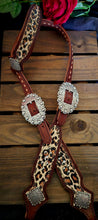Load image into Gallery viewer, CHEETAH PRINT OVER LAY LEATHER HEADSTALL