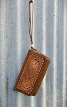 Load image into Gallery viewer, Genuine Leather Western Style Clutch with Tooling and Buck Stitching