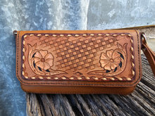 Load image into Gallery viewer, Genuine Leather Western Style Clutch with Tooling and Buck Stitching