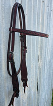 Load image into Gallery viewer, Dark Horse Collection - Dark Mahogany Tooled Cheeks Headstall "Sahara"