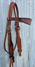 Load image into Gallery viewer, Dark Horse Collection - Tooled Brow and Cheeks Headstall "Chic Magnet"