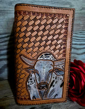 Load image into Gallery viewer, Genuine Leather Hand Carved Western Roper Wallet 'Playin With The Big Boys'