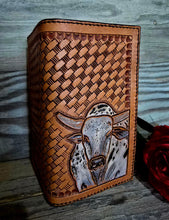 Load image into Gallery viewer, Genuine Leather Hand Carved Western Roper Wallet 'Playin With The Big Boys'