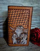 Load image into Gallery viewer, Genuine Leather Hand Carved Western Roper Wallet 'Playin With The Big Boys'