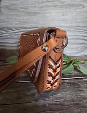 Load image into Gallery viewer, Genuine Leather Western Style Clutch with Tooling and Buck Stitching