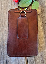 Load image into Gallery viewer, Western Style Tooled Phone or Saddle Pouch - Aztec Checkered