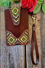 Load image into Gallery viewer, Western Style Tooled Phone or Saddle Pouch - Aztec Checkered