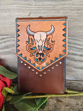 Load image into Gallery viewer, Western Style Tooled Phone or Saddle Pouch - Steer Head
