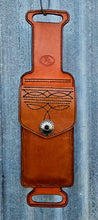 Load image into Gallery viewer, Rear Billet Phone Holder/Pouch - Tan with Black Boot Stitching and Concho