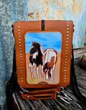 Load image into Gallery viewer, Handmade Genuine Leather Messenger Bag 'Painted Pair of the Prairie"