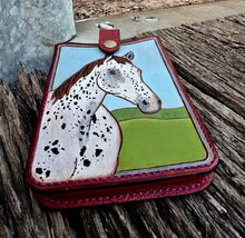 Load image into Gallery viewer, Western Style Tooled Phone or Saddle Pouch - Appaloosa Horse