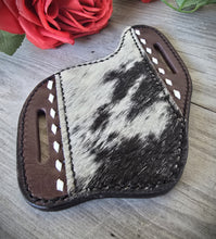 Load image into Gallery viewer, PANCAKE STYLE POCKET KNIFE POUCH - Hair On Hide and Buck Stitching