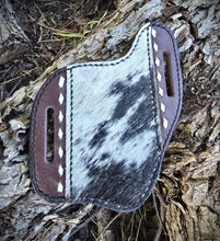 Load image into Gallery viewer, PANCAKE STYLE POCKET KNIFE POUCH - Hair On Hide and Buck Stitching