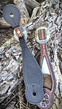 Load image into Gallery viewer, Genuine Leather Ladies Spur Straps with Hair On Hide Inlay and Tooling