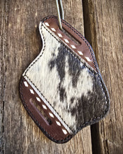 Load image into Gallery viewer, PANCAKE STYLE POCKET KNIFE POUCH - Hair On Hide and Buck Stitching
