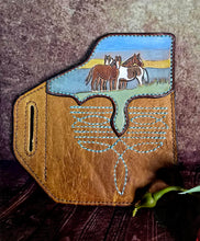 Load image into Gallery viewer, Western Style Belt Phone Pouch - Wild Horses and Boot Stitch
