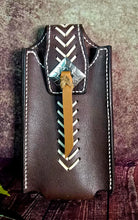 Load image into Gallery viewer, Western Style Belt Phone Pouch - Leather Laced with Concho