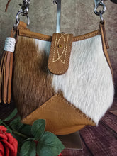 Load image into Gallery viewer, Hair On Hide Cowgirl Bucket Bag with Tooled Strap Genuine Leather