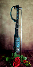 Load image into Gallery viewer, METALLIC SNAKE and TEAL LACED LEATHER HEADSTALL