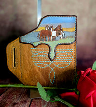 Load image into Gallery viewer, Western Style Belt Phone Pouch - Wild Horses and Boot Stitch