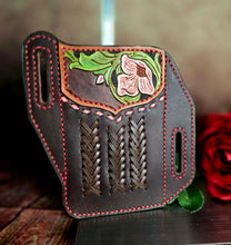 Load image into Gallery viewer, Western Style Belt Phone Pouch - Pink Floral and Lacing