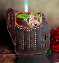 Load image into Gallery viewer, Western Style Belt Phone Pouch - Pink Floral and Lacing
