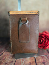 Load image into Gallery viewer, Western Style Tooled Phone or Saddle Pouch - Floral and Aztec Checkered
