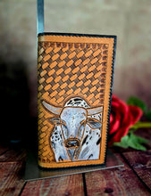 Load image into Gallery viewer, Genuine Leather Hand Carved Western Roper Wallet 'Playin With The Big Boys'