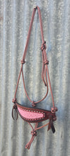 Load image into Gallery viewer, BRONC NOSE HALTER -Pink/White/Mahogany with Buck Stitching - COB