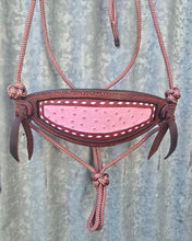 Load image into Gallery viewer, BRONC NOSE HALTER -Pink/White/Mahogany with Buck Stitching - COB
