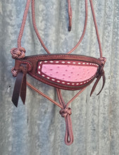 Load image into Gallery viewer, BRONC NOSE HALTER -Pink/White/Mahogany with Buck Stitching - COB