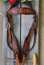 Load image into Gallery viewer, Dark Horse Collection - Tooled Brow and Cheeks Headstall "Chic Magnet"