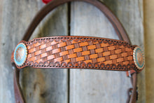Load image into Gallery viewer, Dark Horse Collection - Basket Stamped Wide Brow Headstall "Snitch"