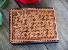 Load image into Gallery viewer, Mens Hand Tooled Western Style Bifold Wallet - Feathers and Vines
