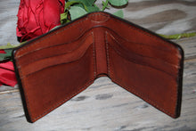 Load image into Gallery viewer, Mens Hand Tooled Western Style Bifold Wallet - Hair On Hide Inlay