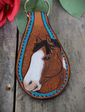 Load image into Gallery viewer, Genuine Leather Tooled Paint Horse Western Style Key Chain