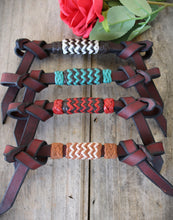 Load image into Gallery viewer, Latigo Leather Braided Knots Chin Straps or Bit Hobbles