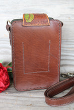 Load image into Gallery viewer, Handmade Genuine Leather Tooled Crossbody Bag with Flowers and Vines Design