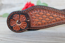 Load image into Gallery viewer, Genuine Leather Ladies Spur Straps with Floral and Basket Stamp Tooling