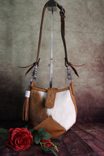 Load image into Gallery viewer, Hair On Hide Cowgirl Bucket Bag with Tooled Strap Genuine Leather