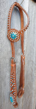 Load image into Gallery viewer, BLUE BLING ONE EARRED HEADSTALL